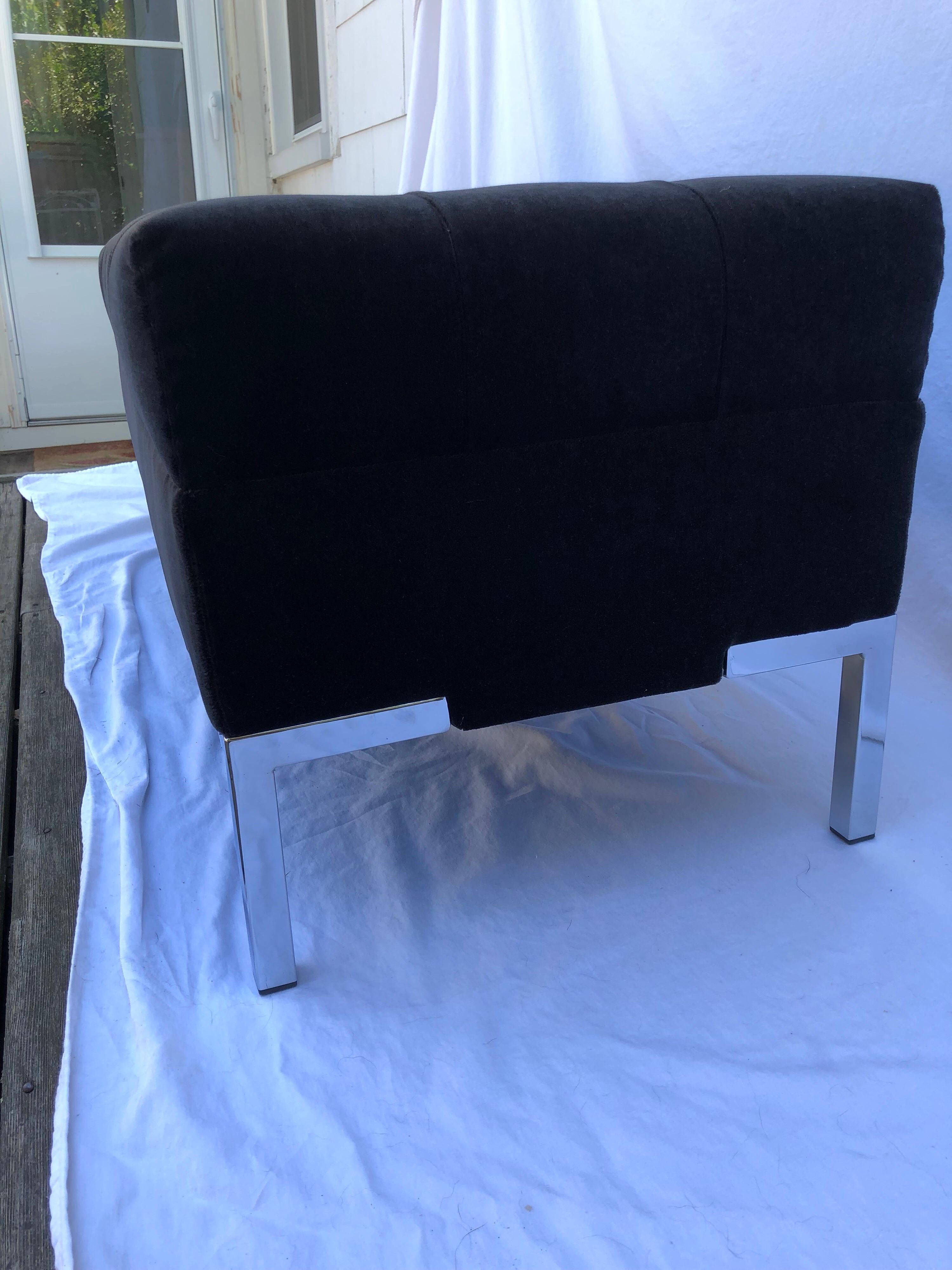 American Custom Upholstered Mohair Long Bench For Sale