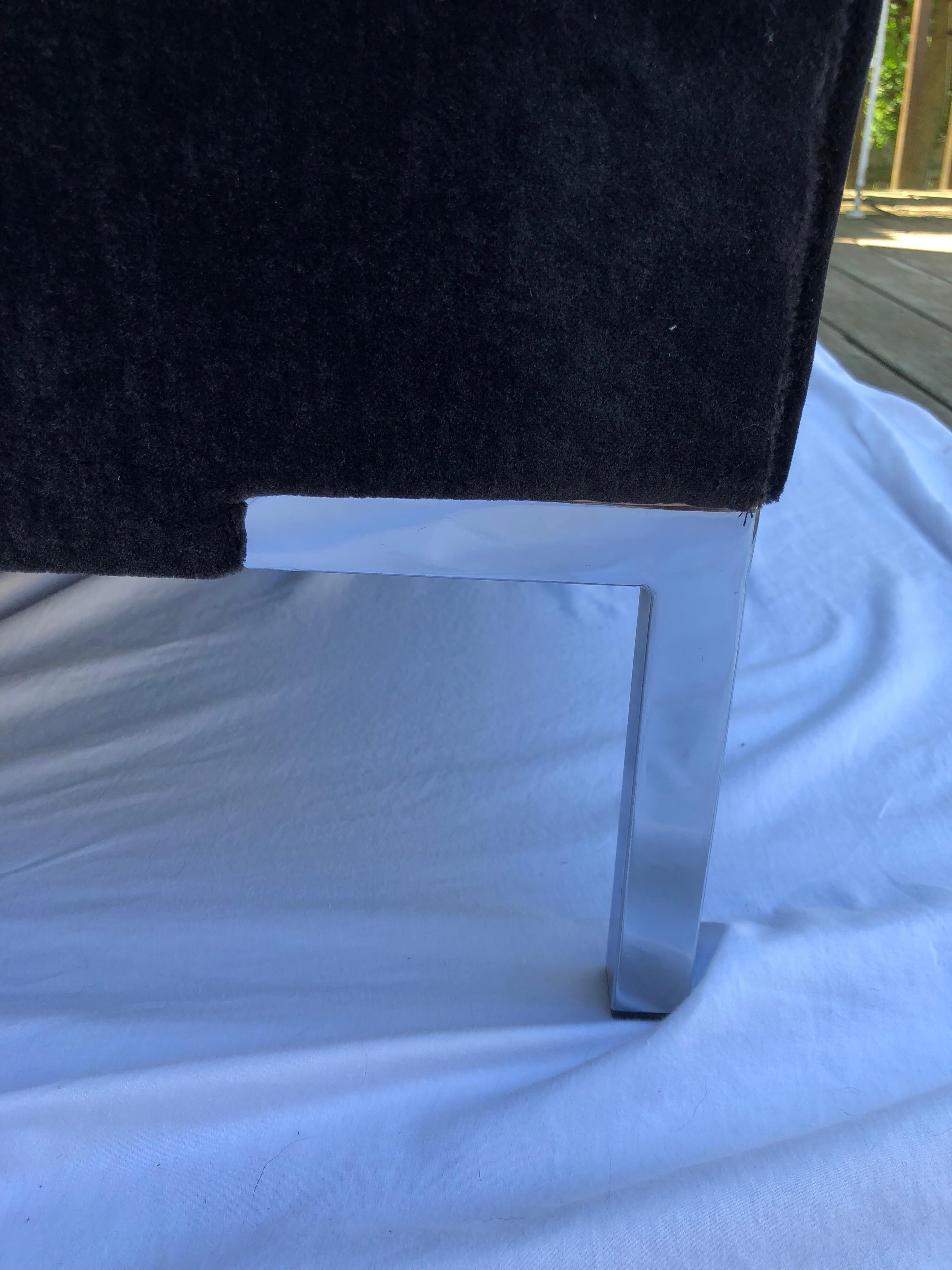 Plated Custom Upholstered Mohair Long Bench For Sale
