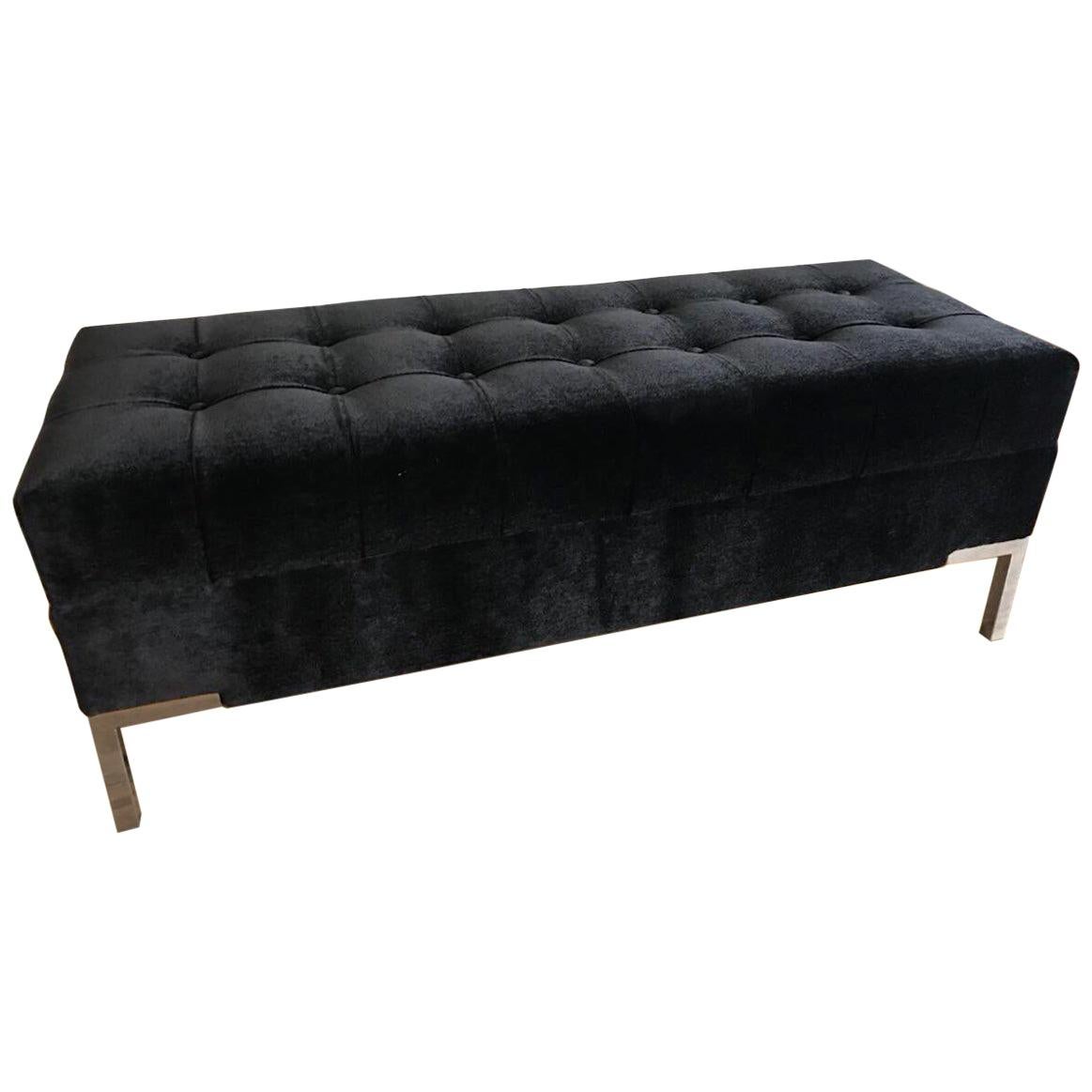 Banc long en mohair rembourré sur mesure