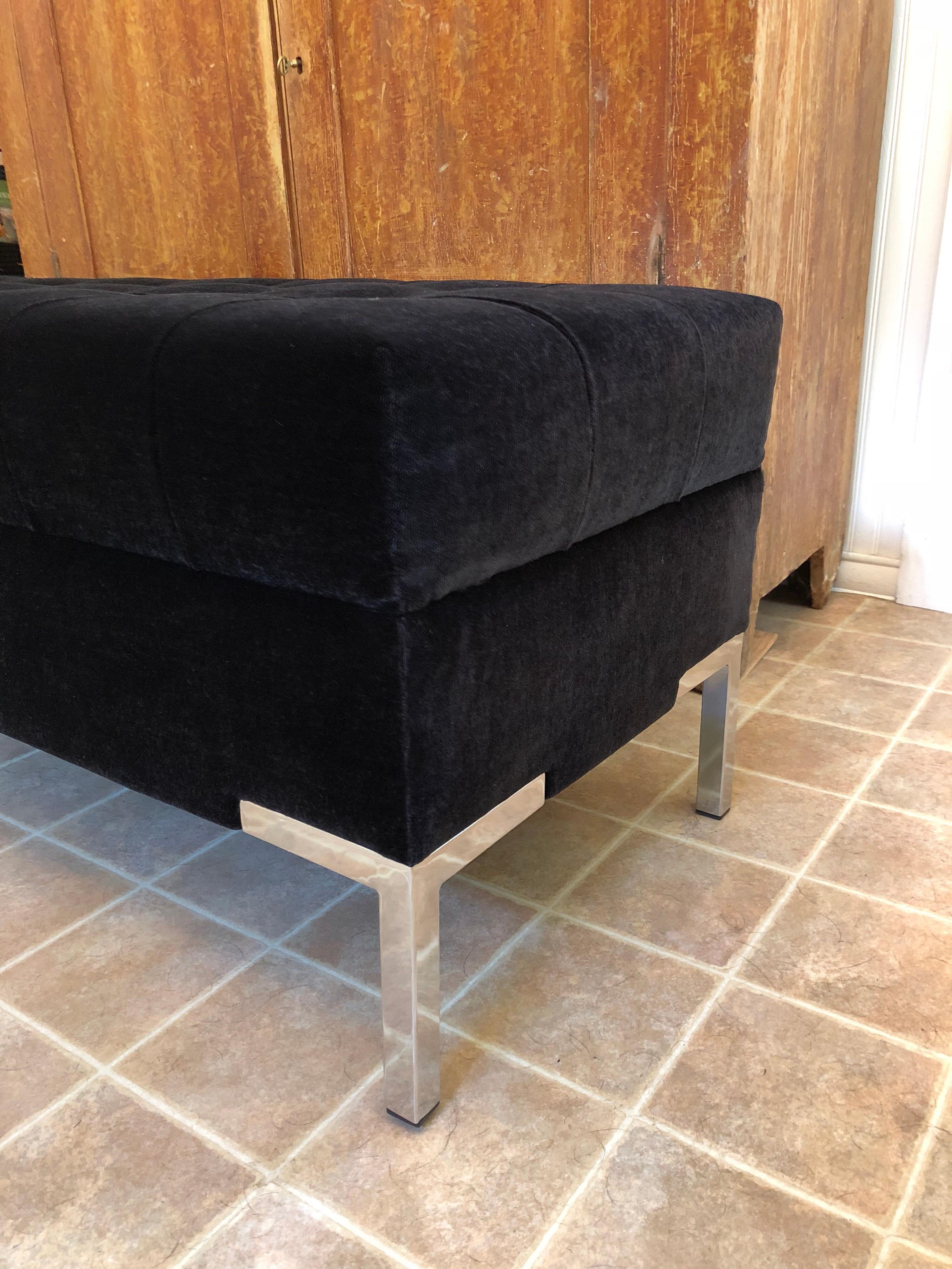 Velvet Custom Upholstered Mondrian Bench For Sale