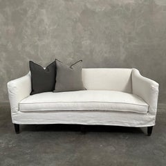 Custom Upholstered or Slip Covered Sofa in Heavy Stone Washed Belgian Linen