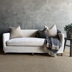 Custom Upholstered or Slip Covered Sofa in Heavy Stone Washed Belgian Linen