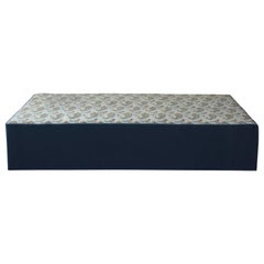 Custom Upholstered Ottoman with Mohair Boxing