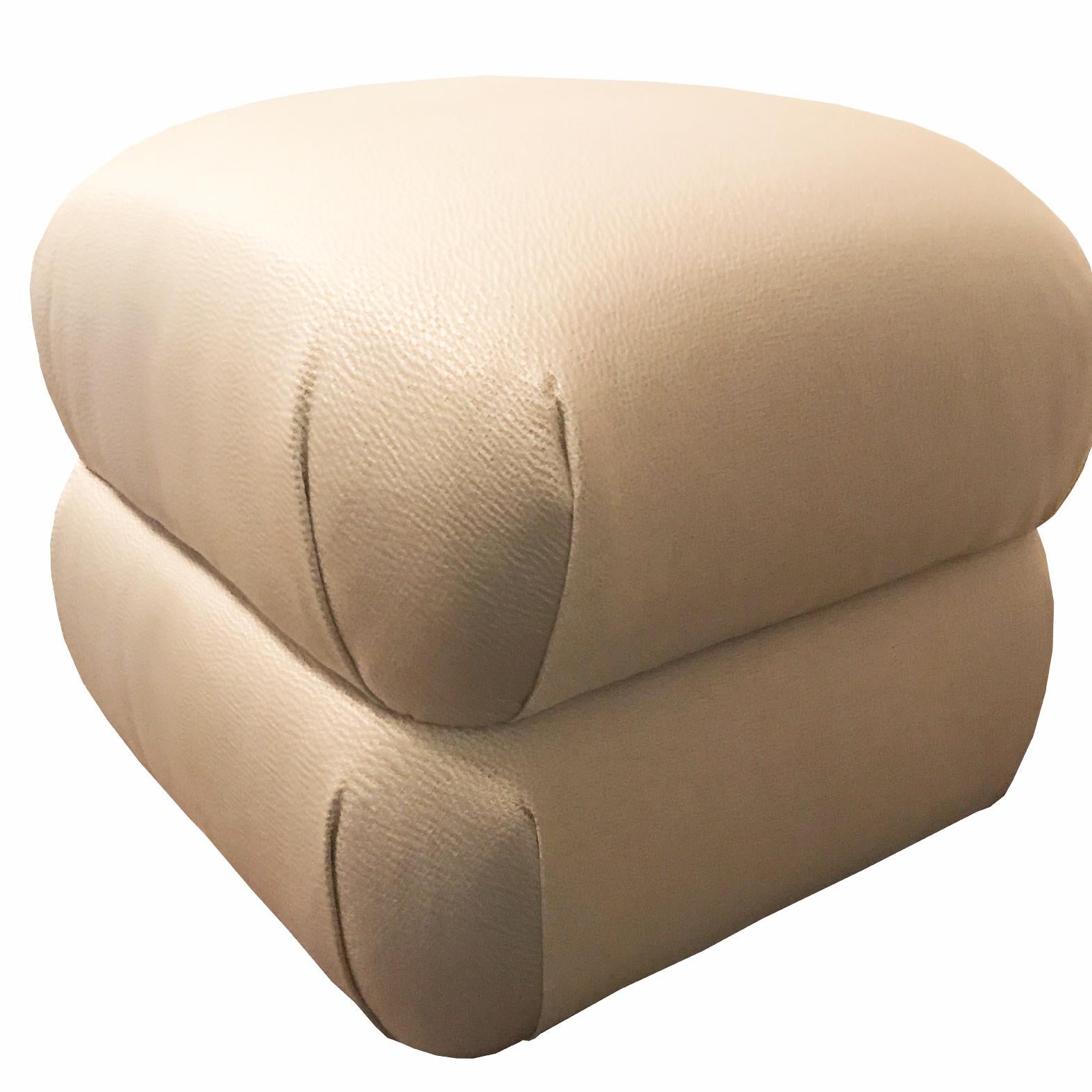 New production. Made to order. Designed and made in NYC, each ottoman is handcrafted with in NYC and has unique attributes. One day delivery available in NYC.

3 to 4 week lead time, from receipt of fabric (COM), order in white Muslim or from
