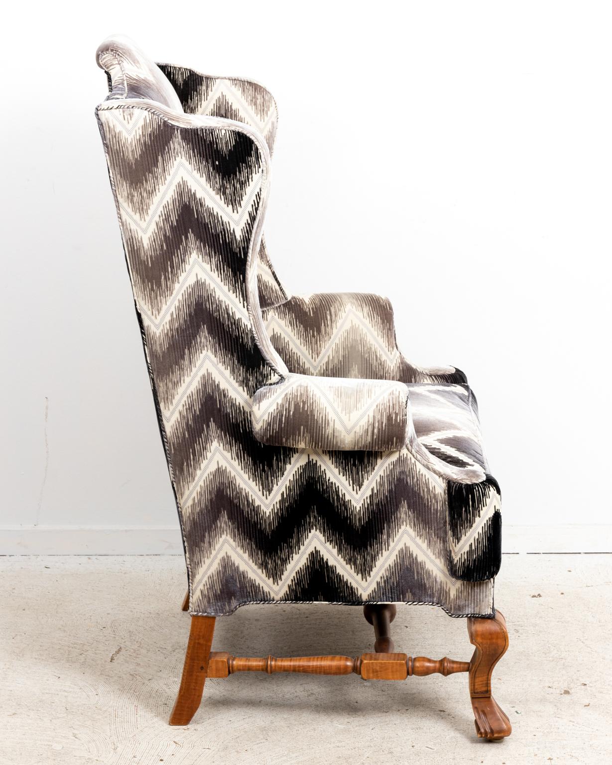 20th Century Custom Upholstered Wing Back Armchair
