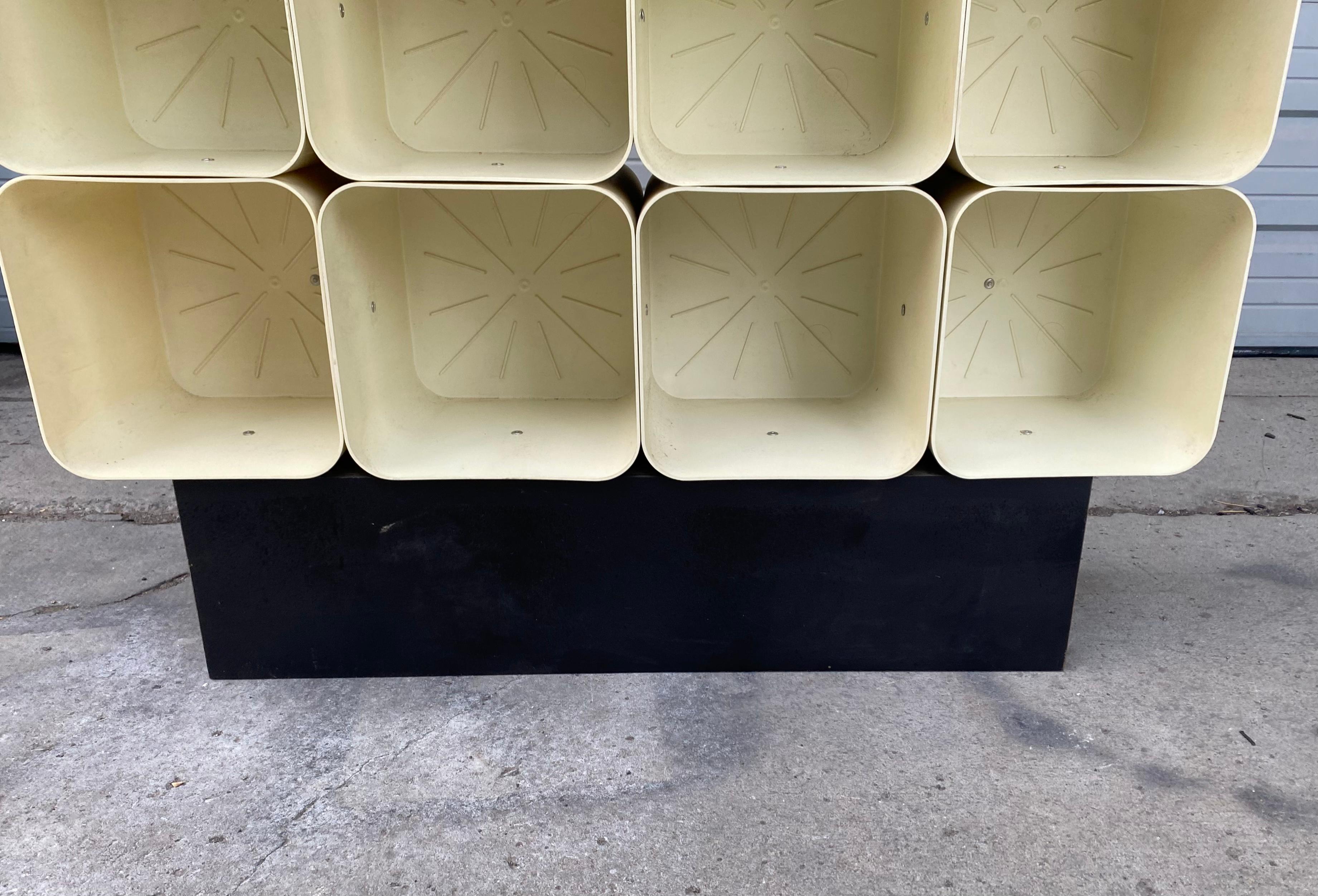 Custom U. T. Kartell Modular Storage / cubbies / bookcase/shelving. 1970's Plastic Spaceage Design !  nOT sure if this was ever produced?? Possibly custom order? Modular storage consisting of 20 Kartell baskets, planters, In any event, wonderful