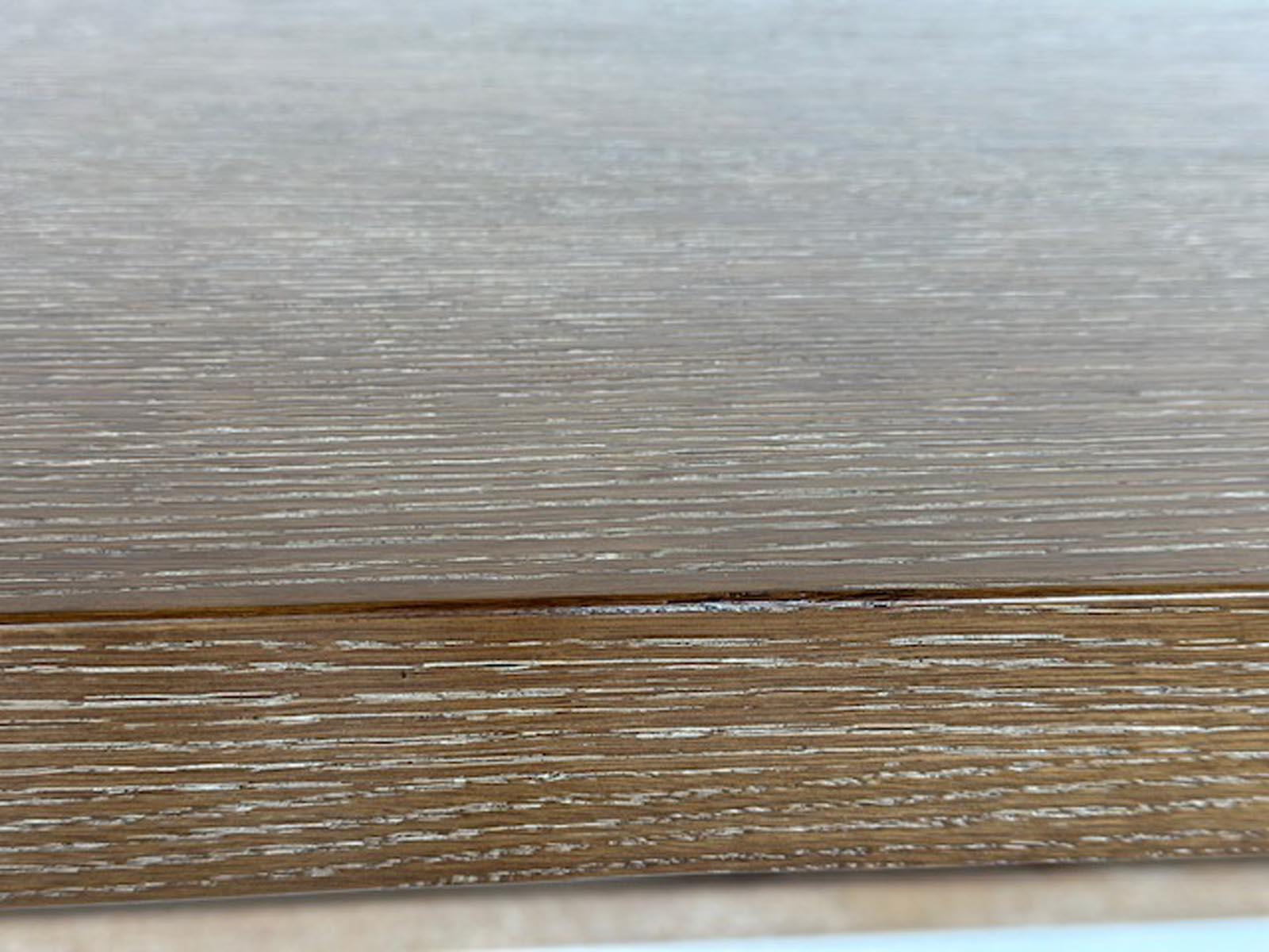 Custom V Stretcher Table In Cerused Rift Oak by Dos Gallos Studio For Sale 4
