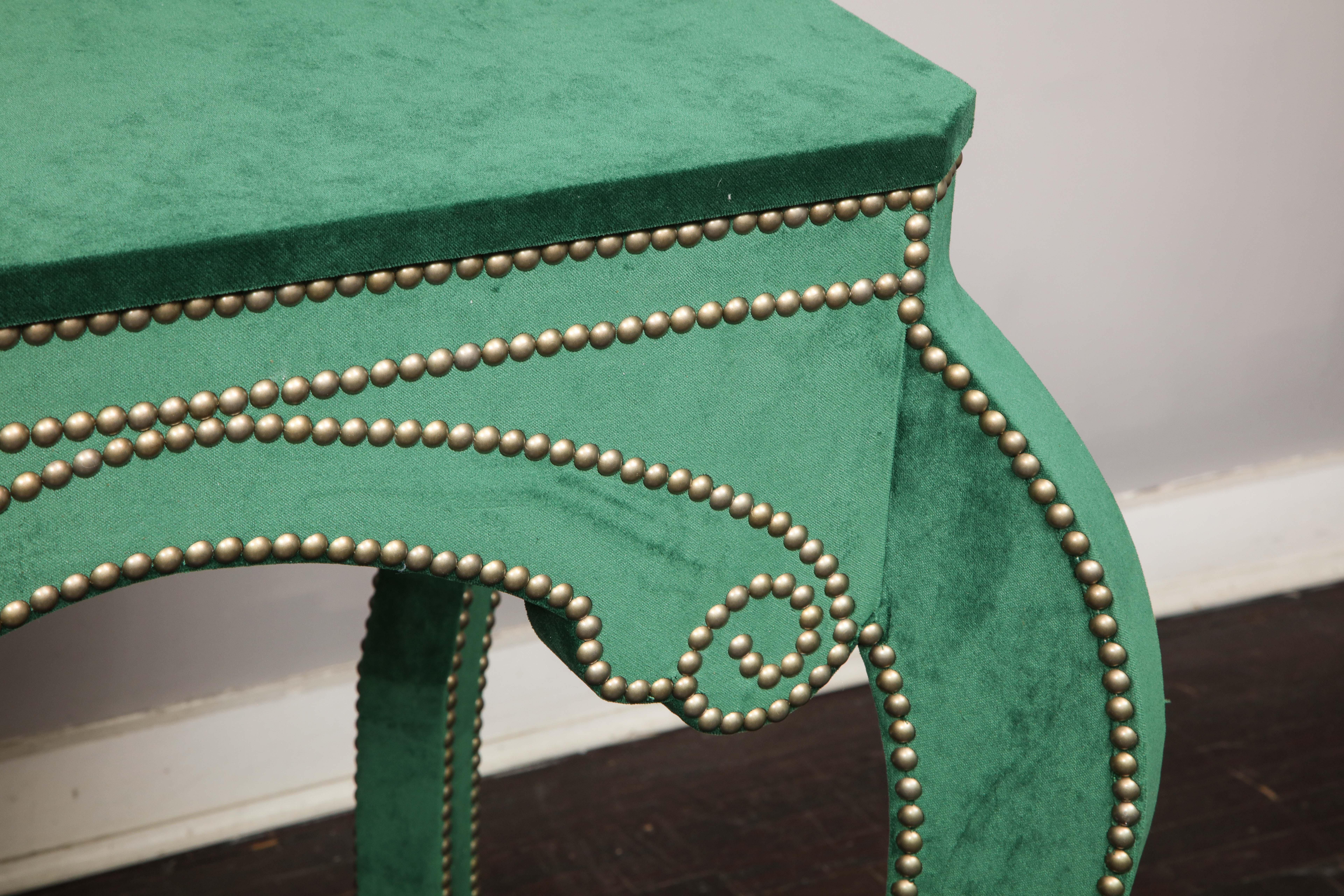 Baroque Velvet Console with Antique Brass Nailheads