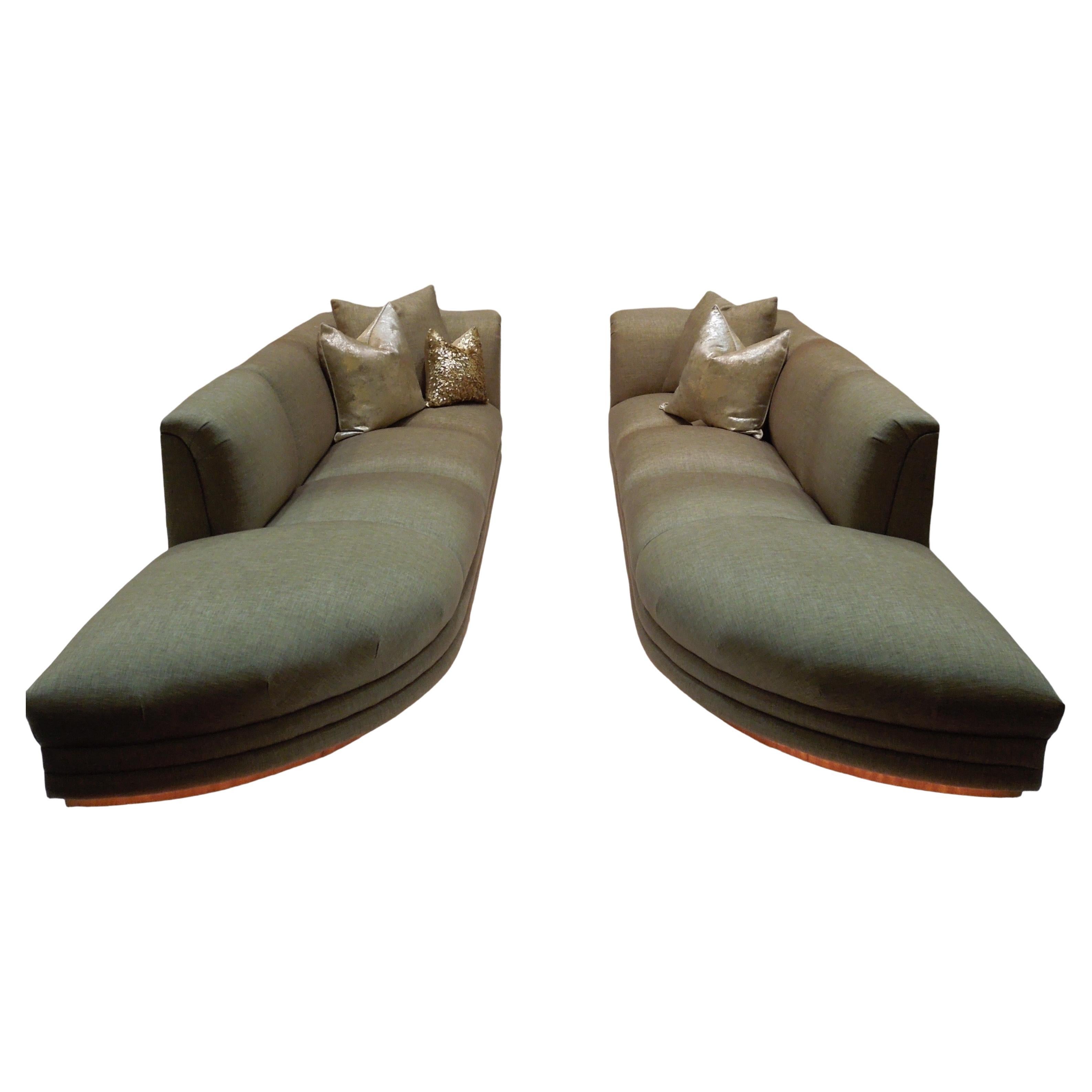 Pair of Taupe Linen Modern Sofas from Steve Chase Residence, Illuminated!