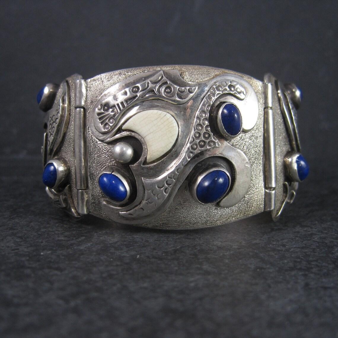 Bracelet vintage personnalisé en lapis ivoire en vente 4