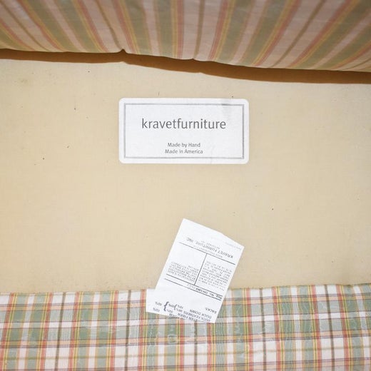 Oversize Vintage Kravet Down Fill Lounge Chairs In Green And Cream