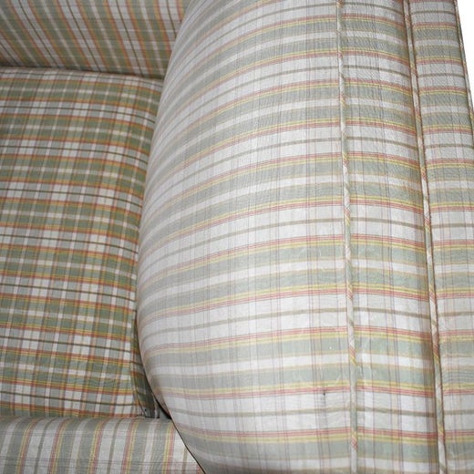 Oversize Vintage Kravet Down Fill Lounge Chairs In Green And Cream