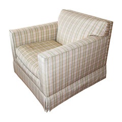 Oversize Used Kravet Down Fill Lounge Chairs in Green and Cream Plaid