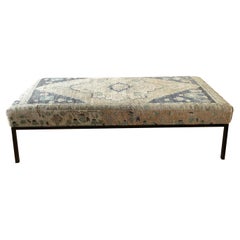 Custom Vintage Turkish Wool Rug Cocktail Ottoman