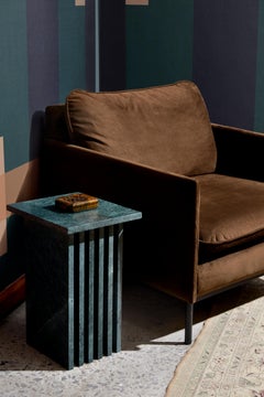 Custom Vondel Side Table Handcrafted in Honed Verde Guatemala Marble