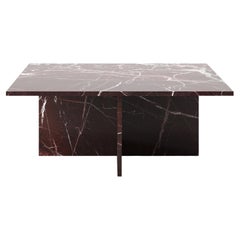Custom Vondel Square Table Handcrafted in Polished Rosso Levanto Marble 28"x28"