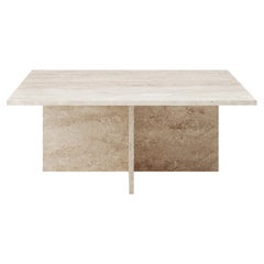 Custom Vondel Square Table Handcrafted in Travertine (Unfilled) 30mm Material 