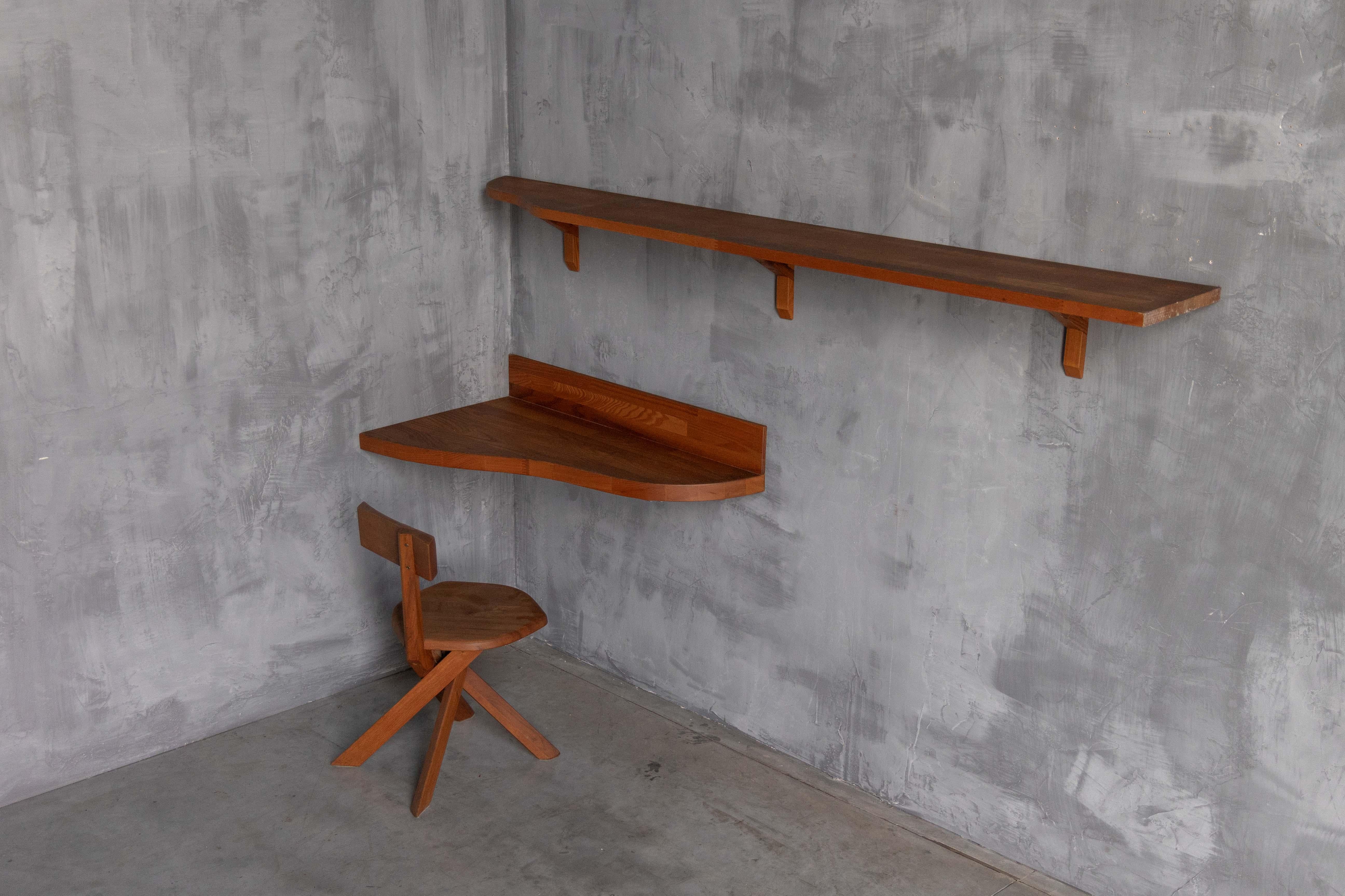 Custom Wall Console and Shelf by Pierre Chapo, France, 1970s For Sale 3