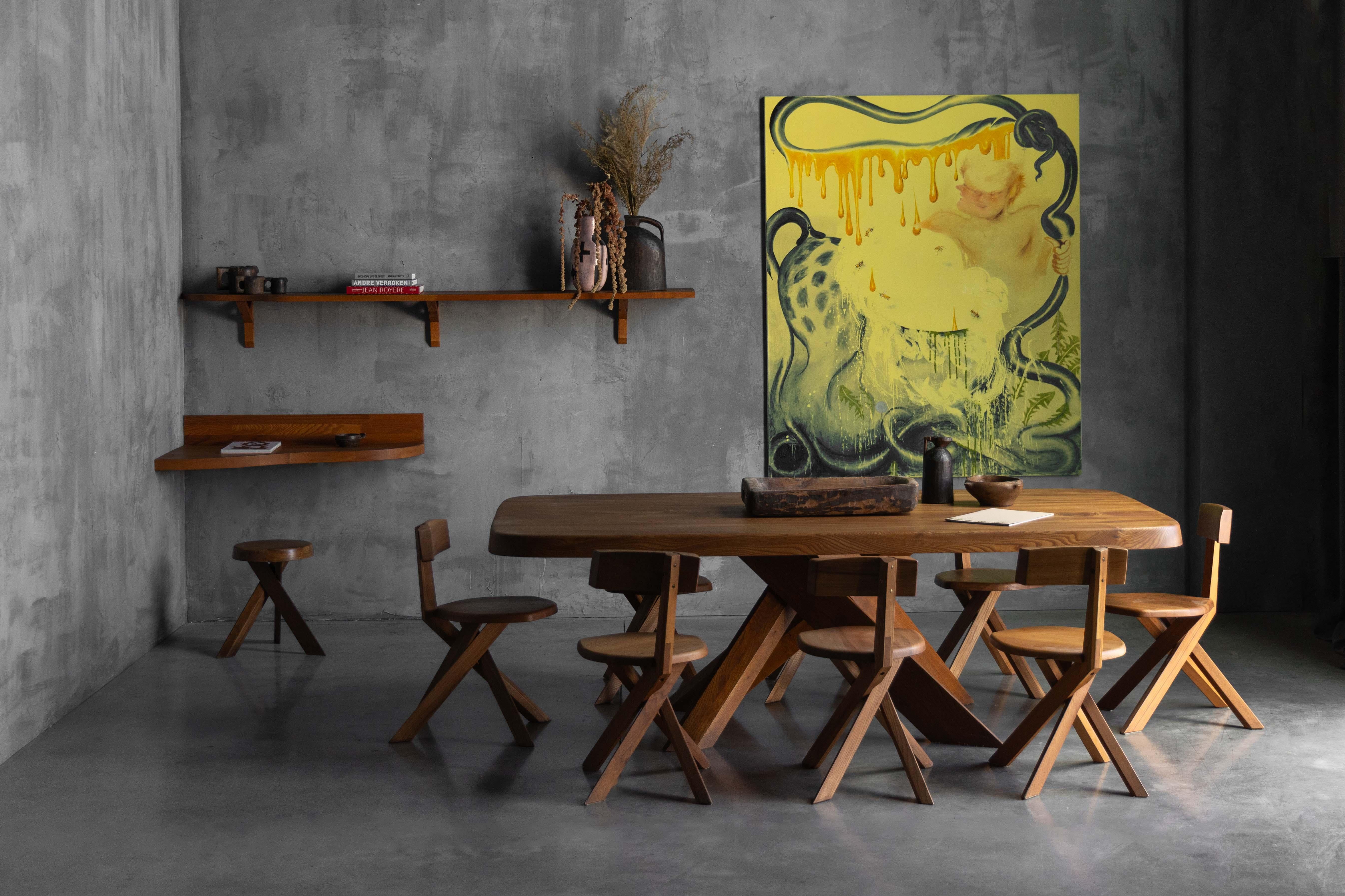 Custom Wall Console and Shelf by Pierre Chapo, France, 1970s For Sale 7