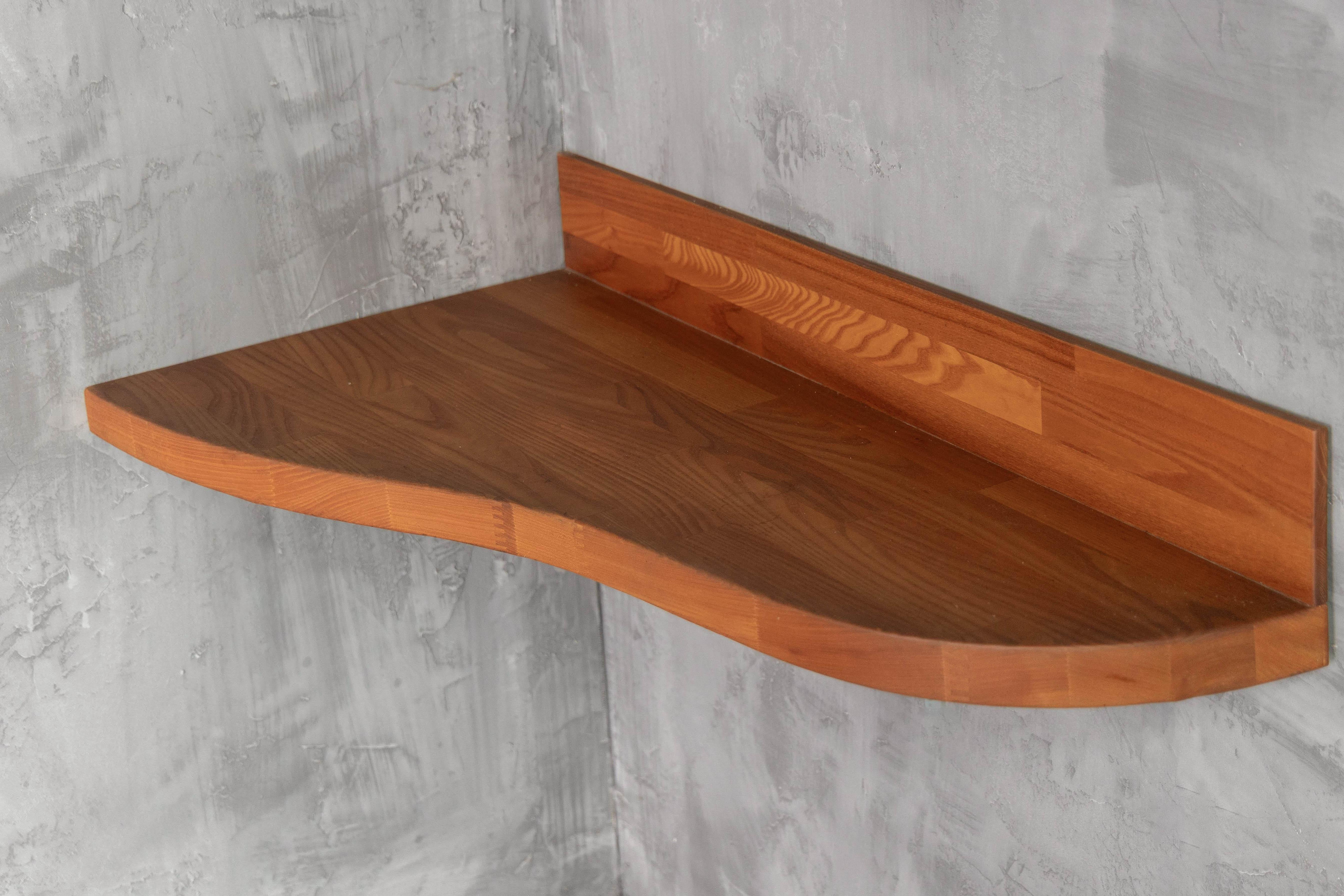 Mid-Century Modern Custom Wall Console and Shelf by Pierre Chapo, France, 1970s For Sale