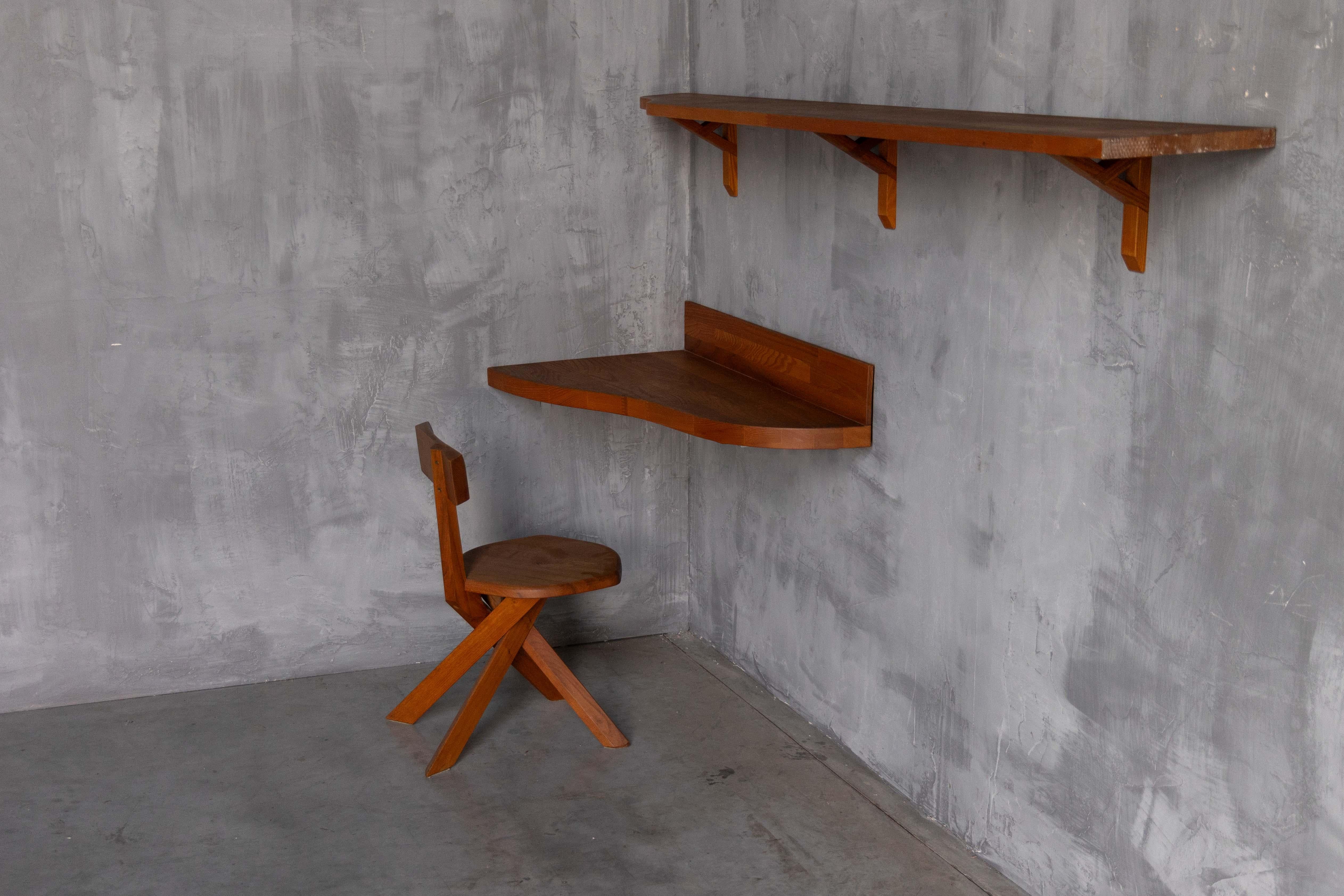 Custom Wall Console and Shelf by Pierre Chapo, France, 1970s In Excellent Condition For Sale In Antwerp, BE