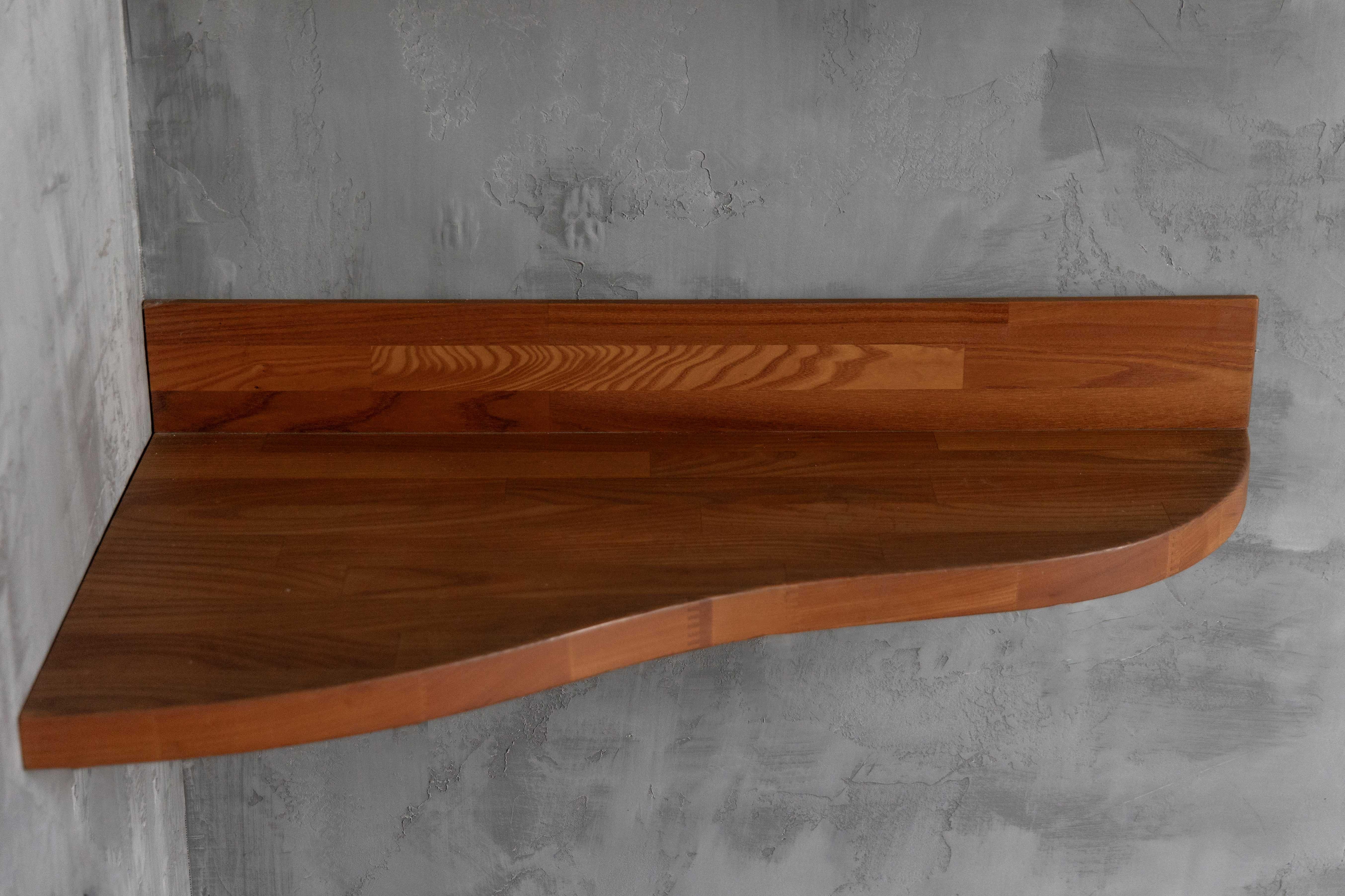 Elm Custom Wall Console and Shelf by Pierre Chapo, France, 1970s For Sale