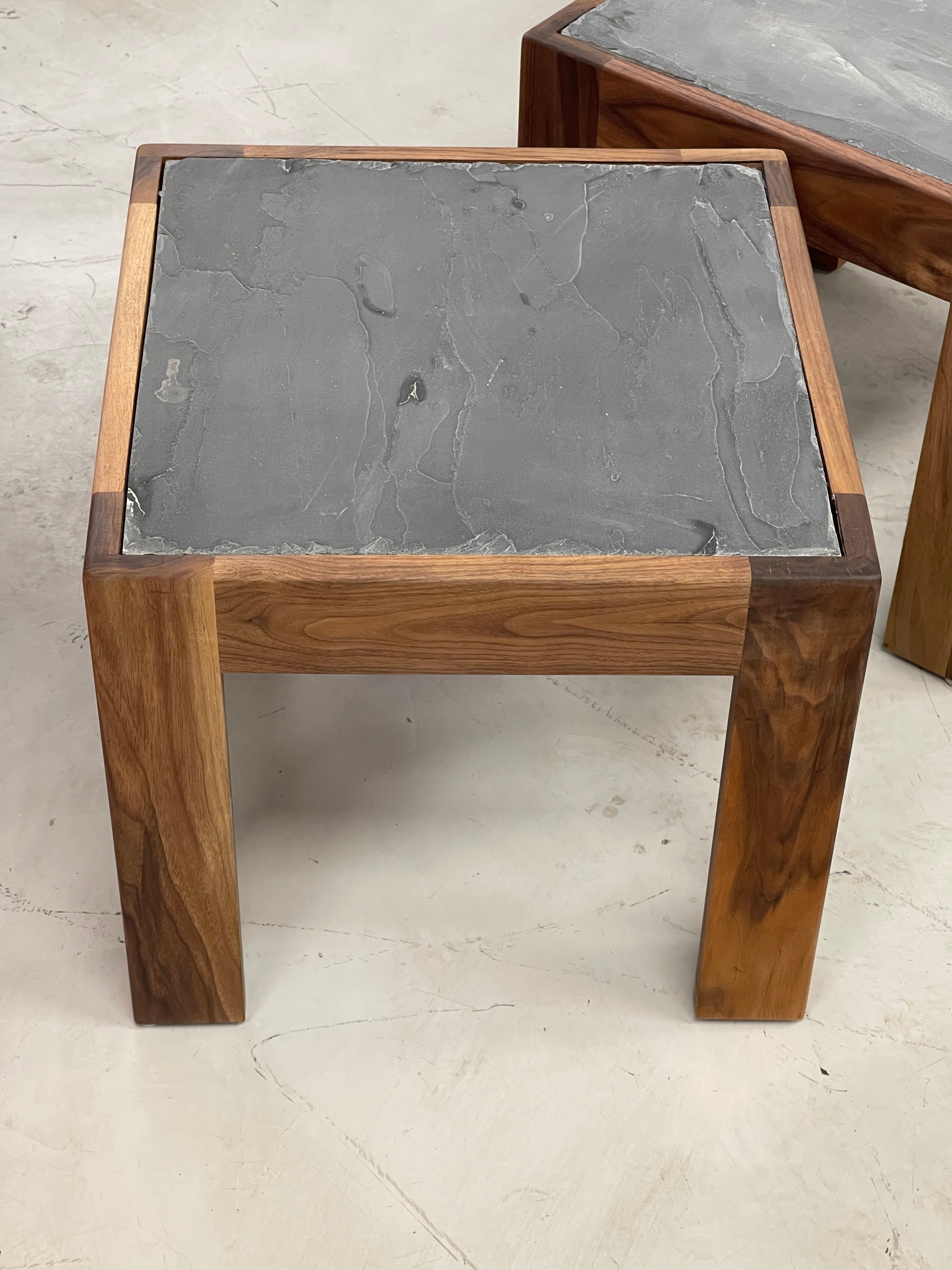 Custom Walnut and Slate Tables In Excellent Condition For Sale In Palm Springs, CA