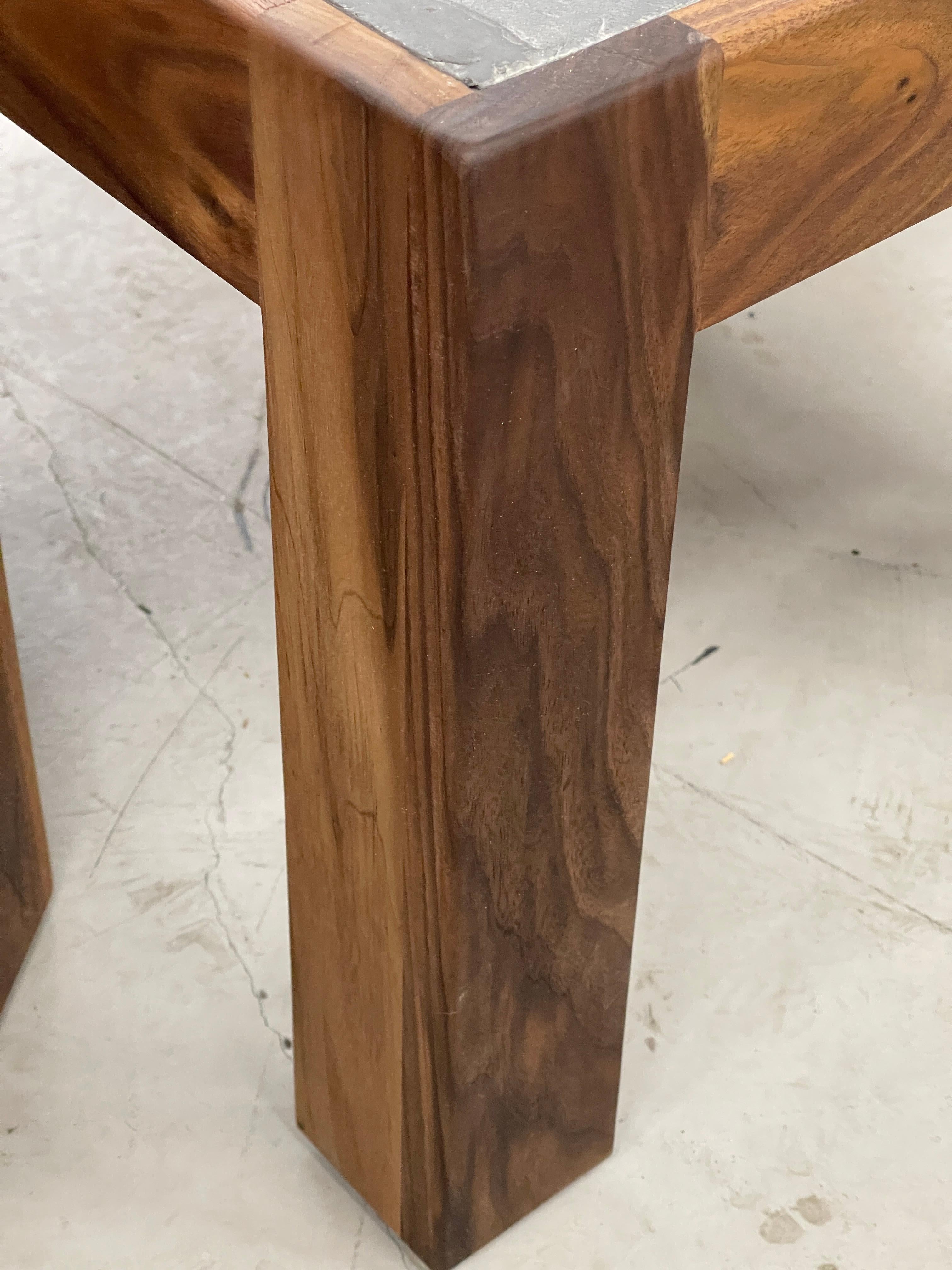 Contemporary Custom Walnut and Slate Tables For Sale