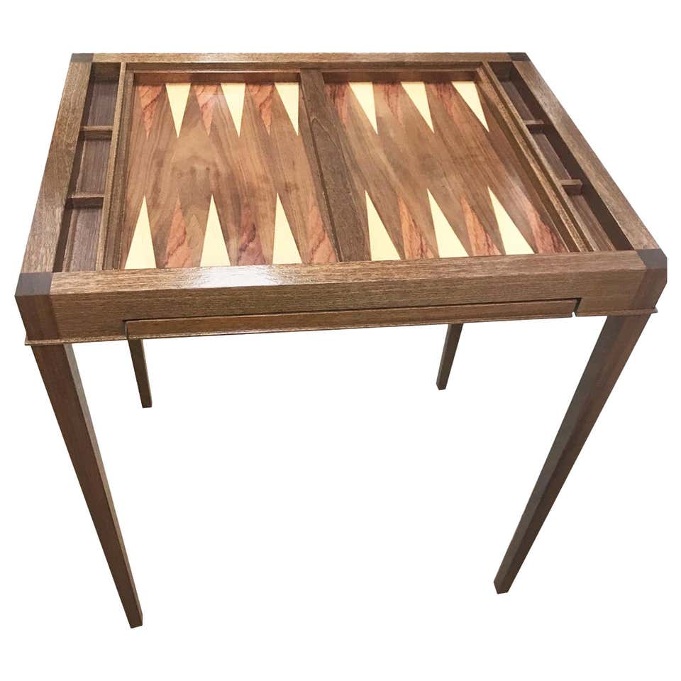 Custom Midcentury Brass and Marble Backgammon Table at 1stdibs