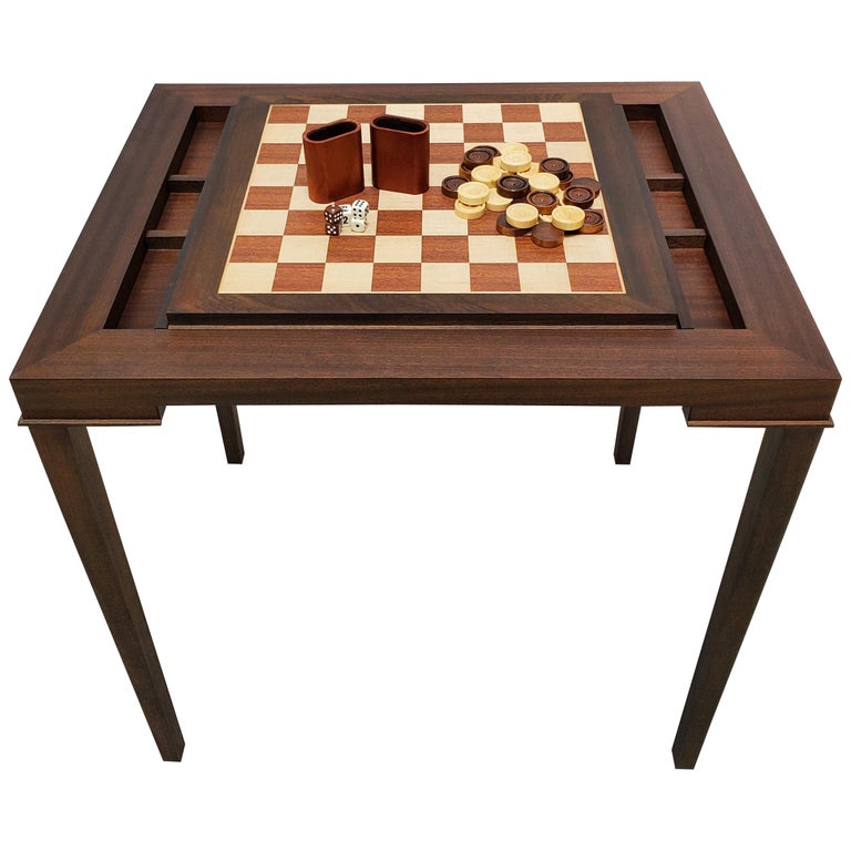 Custom Walnut Game Table with Backgammon and Chess Table For Sale at  1stDibs | game table for sale near me, chess backgammon table, custom chess  table