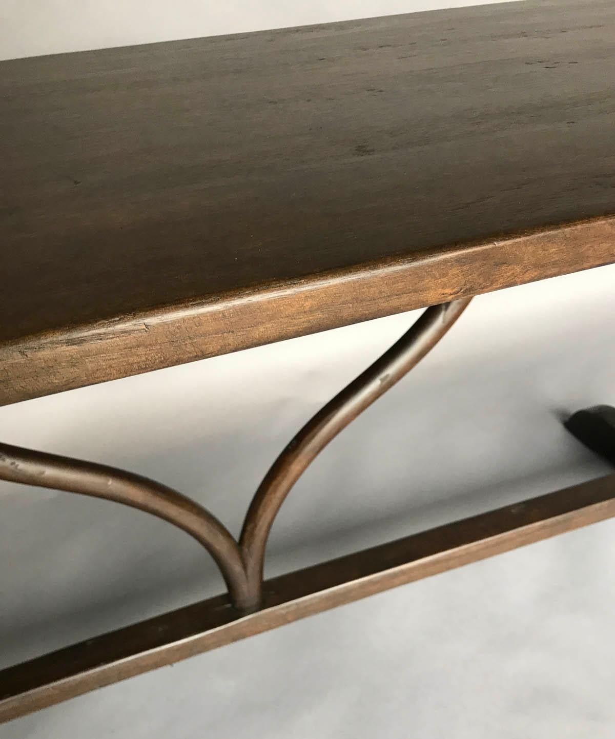 American Dos Gallos Studio Custom Walnut Desk or Dining Table with Wishbone Stretcher For Sale