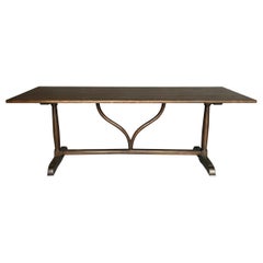 Custom Walnut Desk or Dining Table with Wishbone Stretcher