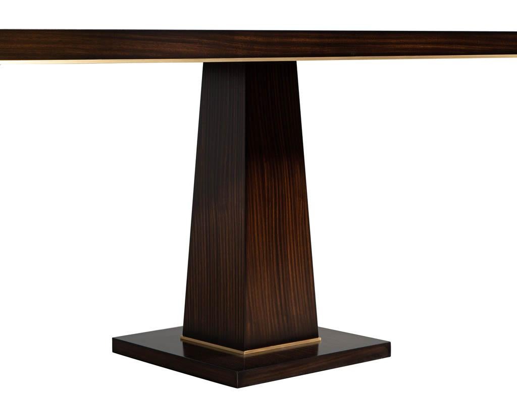 Custom Walnut Dining Table with Brass Details For Sale 6