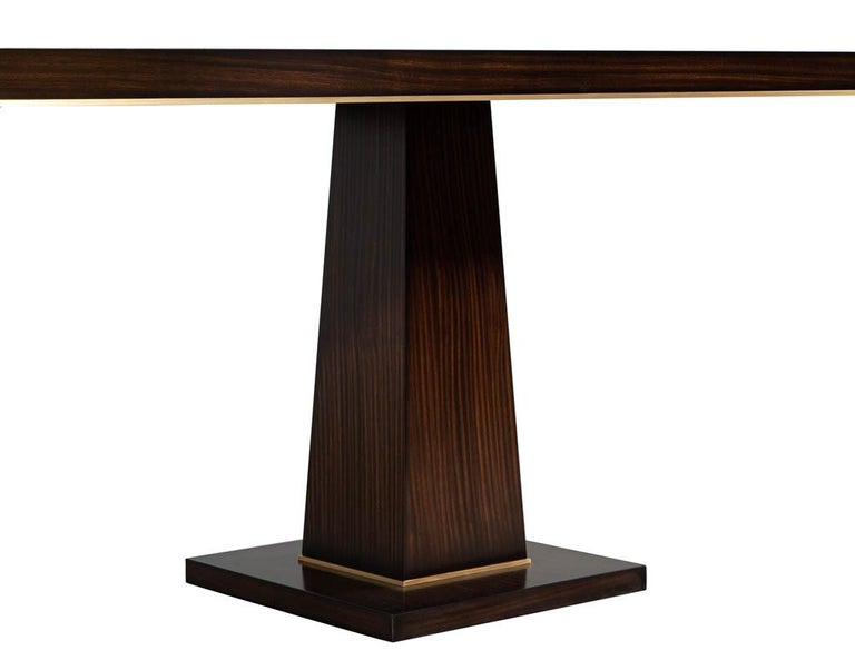 Custom Walnut Dining Table with Brass Details For Sale at 1stDibs