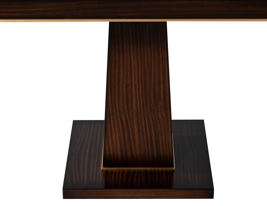 Custom Walnut Dining Table with Brass Details For Sale 8