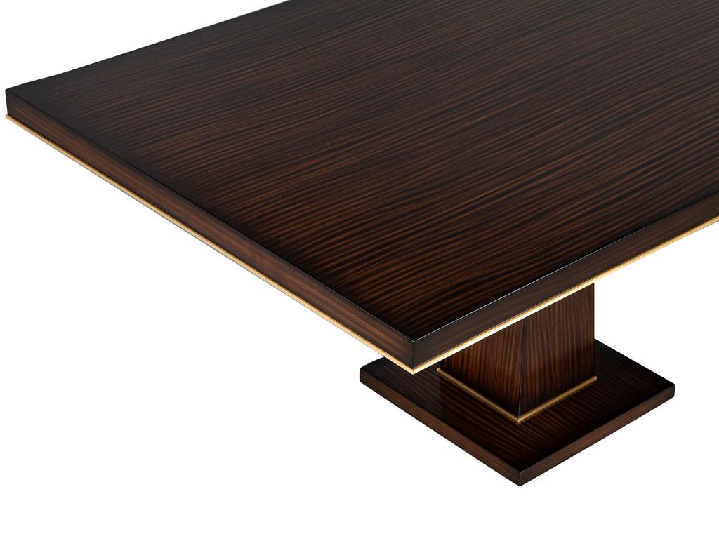 Canadian Custom Walnut Dining Table with Brass Details For Sale