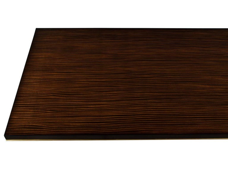 Custom Walnut Dining Table with Brass Details For Sale at 1stDibs