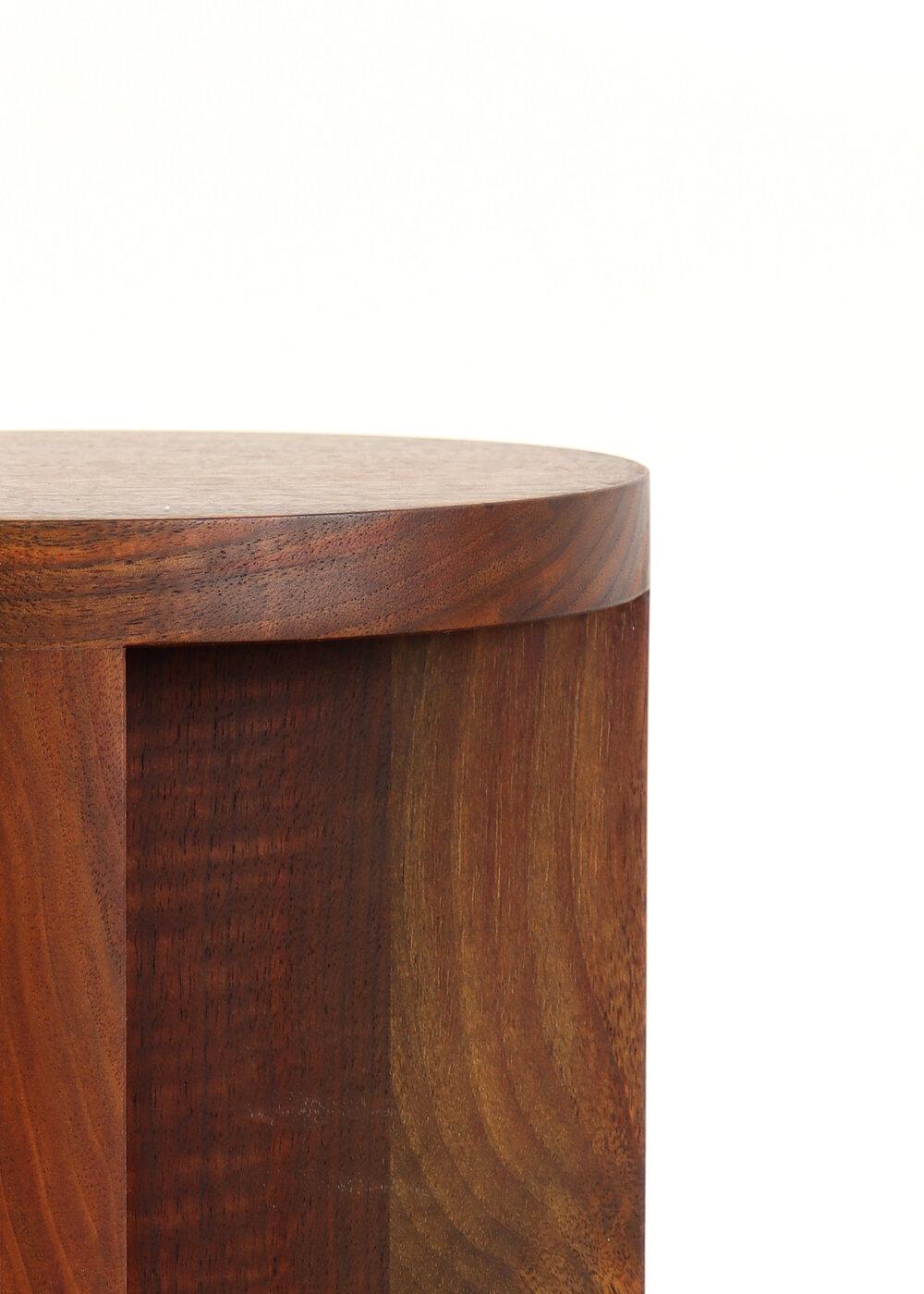 American Custom Walnut Round Top Foundation Side Table, 20