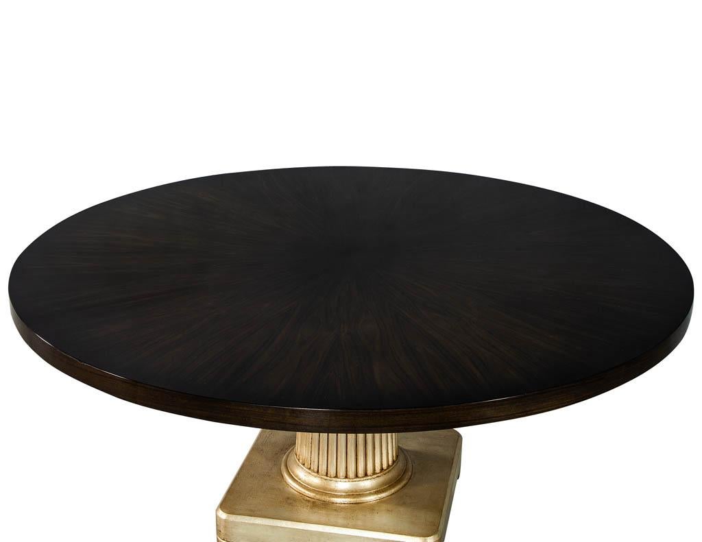 Modern Custom Walnut Sunburst Round Dining Table by Carrocel For Sale