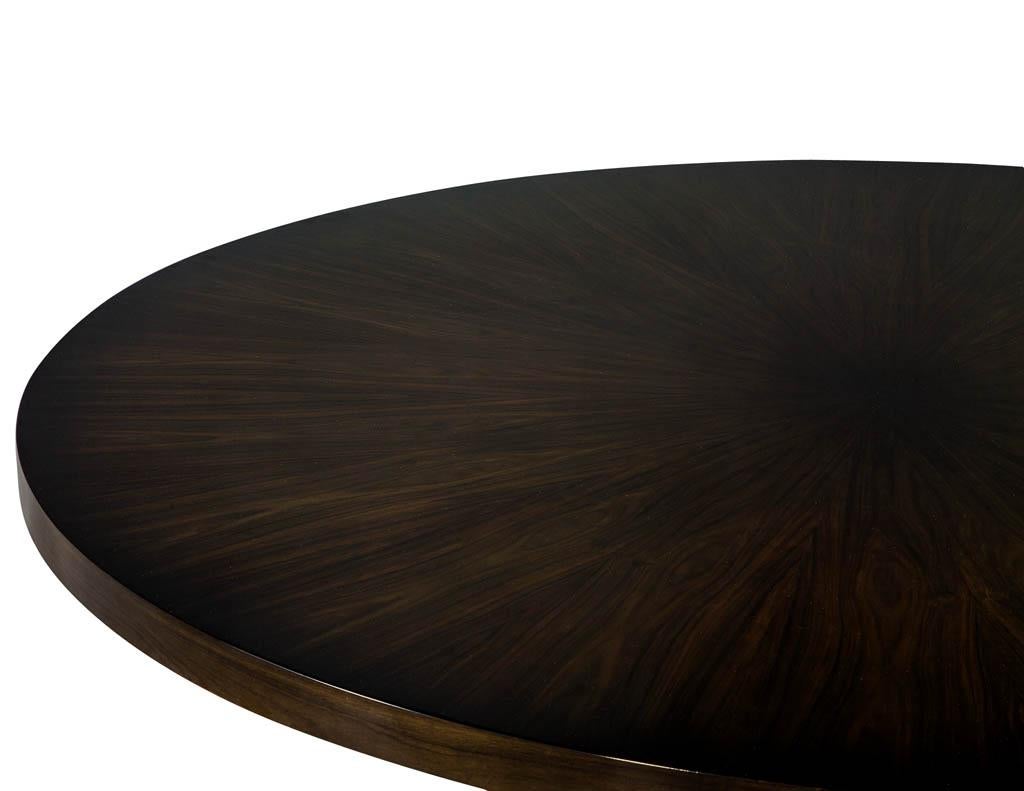 Custom Walnut Sunburst Round Dining Table by Carrocel For Sale 1