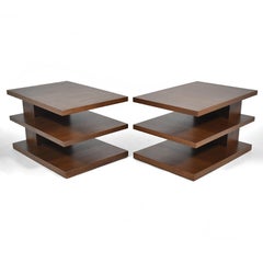 Custom Walnut Three Tiered End Tables