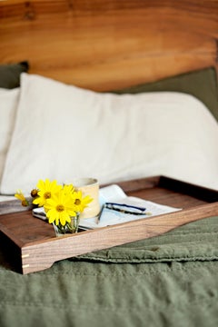CUSTOM: Walnut Wood and Brass Serving or Barware Tray by Alabama Sawyer for Oz