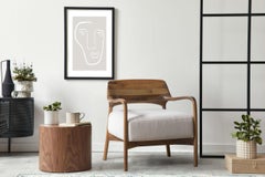 Custom Walnut Armchair, Organic Modern Style, Handcrafted in Turkey