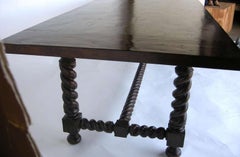 Custom Walnut Wood Barley Twist Table by Dos Gallos Studio