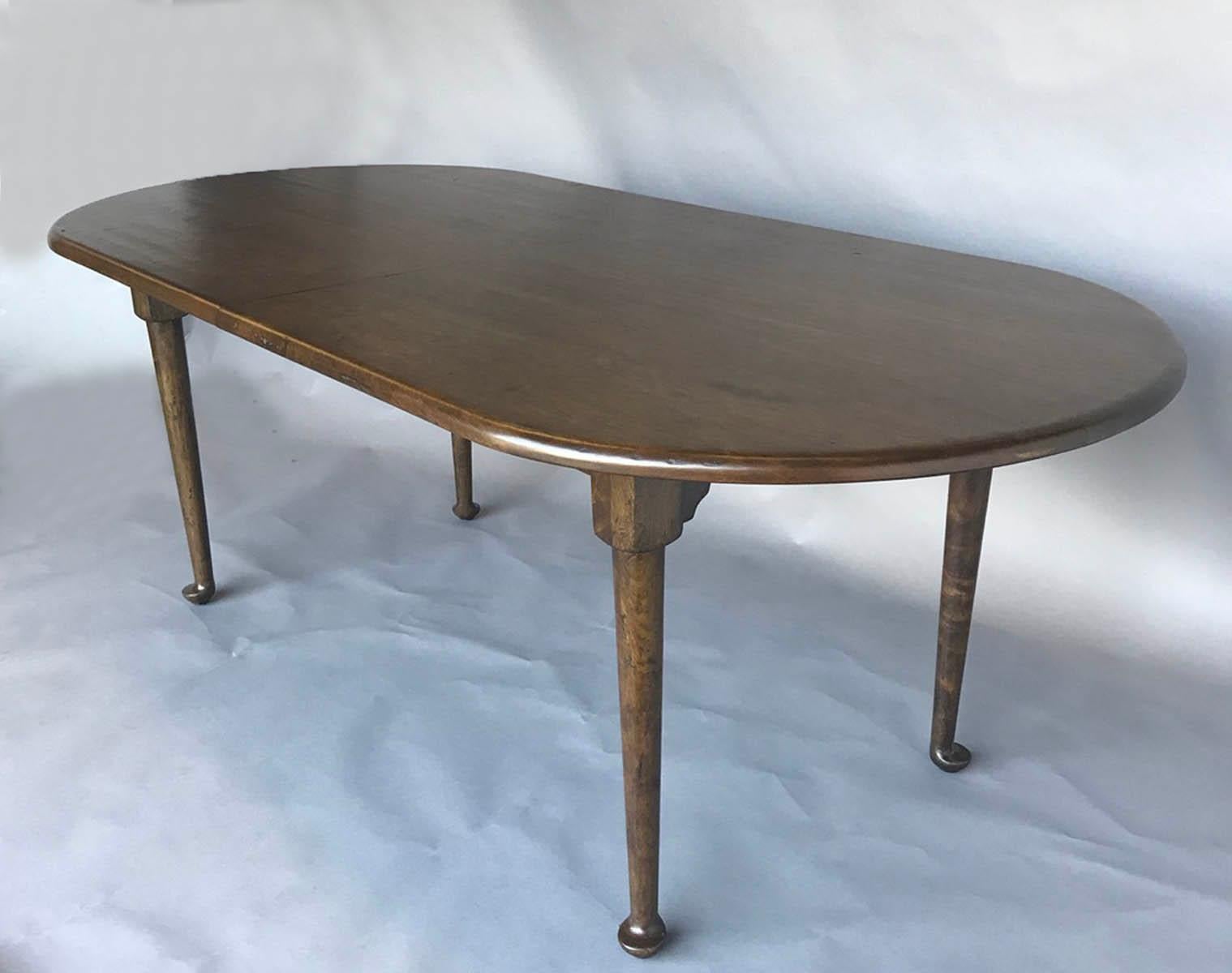 Dos Gallos Studio Custom Walnut Wood Queen Anne Table with Extension Leaves In New Condition For Sale In Los Angeles, CA