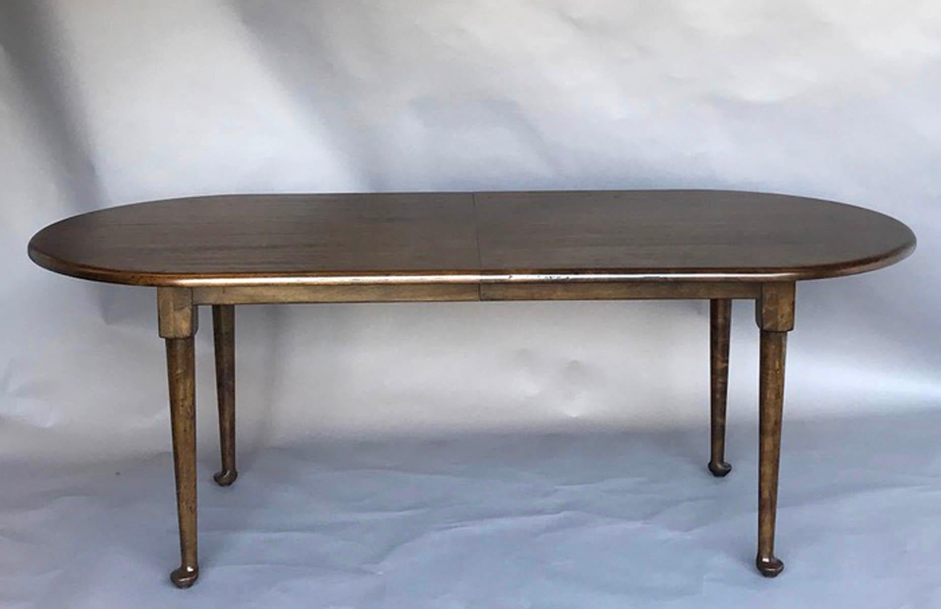 Contemporary Dos Gallos Studio Custom Walnut Wood Queen Anne Table with Extension Leaves For Sale