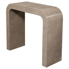Custom Waterfall Console in Crocodile Stamped Smoke Leather