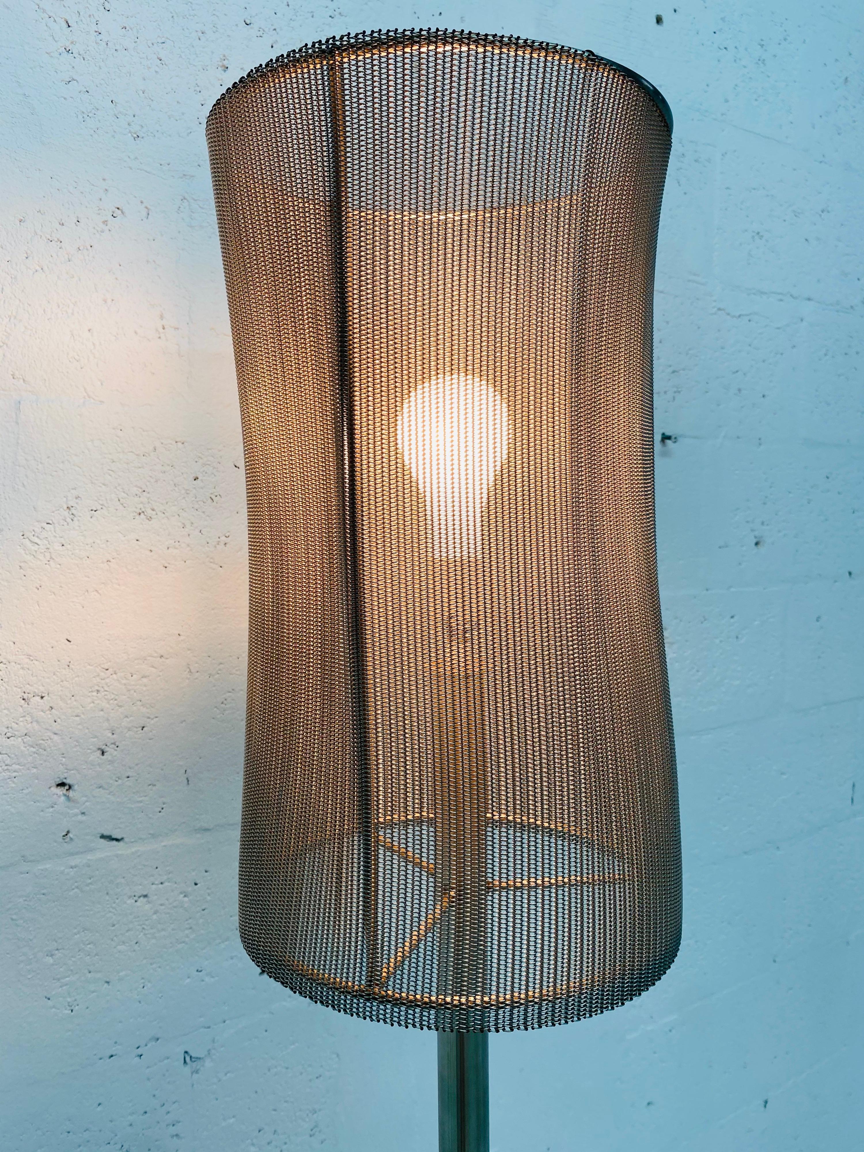 Custom Welded Steel and Mesh Shade Floor Lamp by Automatic, Inc. For Sale 3