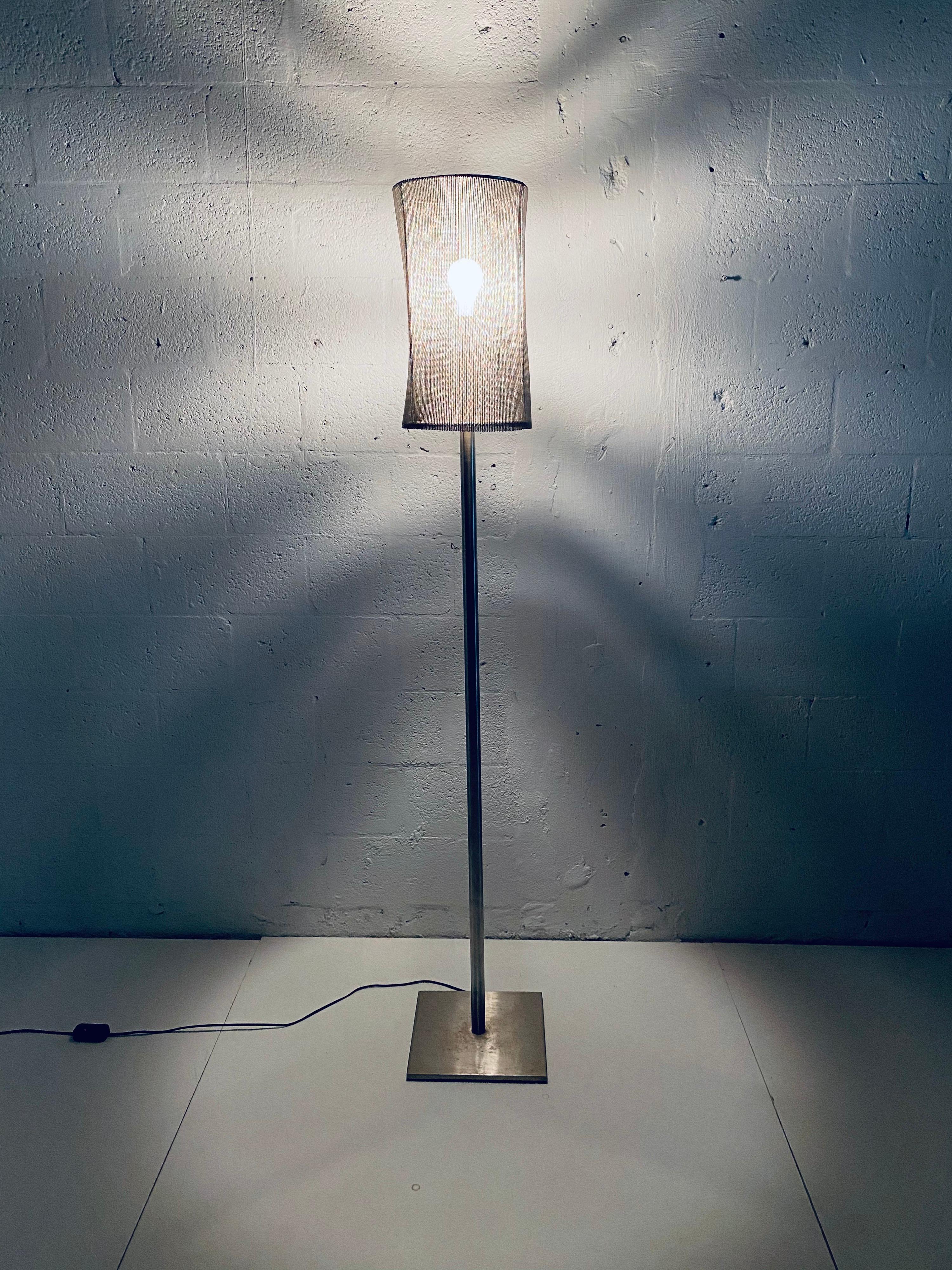 Custom Welded Steel and Mesh Shade Floor Lamp by Automatic, Inc. In Good Condition For Sale In Miami, FL