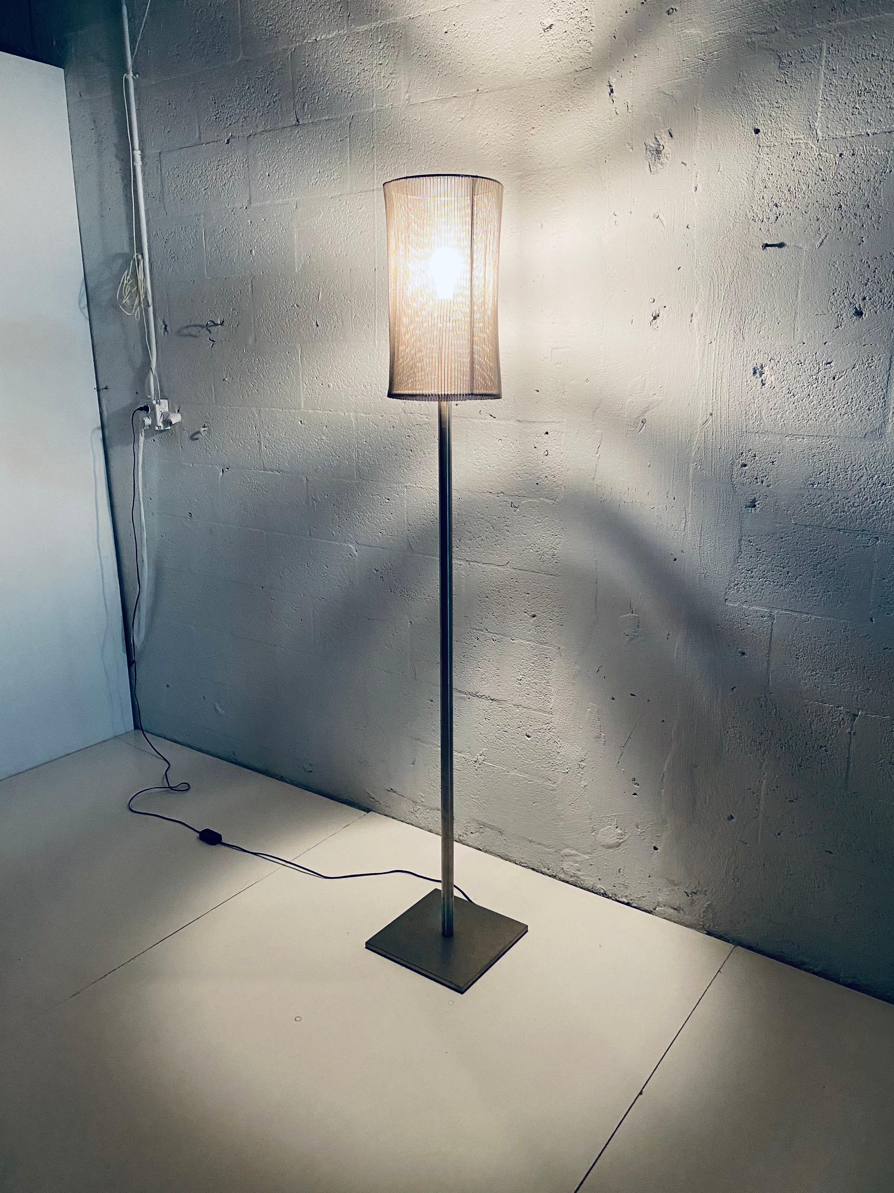Late 20th Century Custom Welded Steel and Mesh Shade Floor Lamp by Automatic, Inc. For Sale